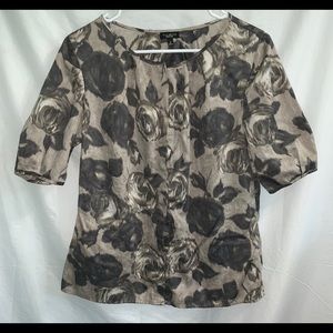 Talbots Gray Rose Top